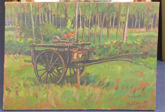 § Llewellyn Petley Jones (1908-1986) La Charrette à Moret, 21 x 30in., unframed